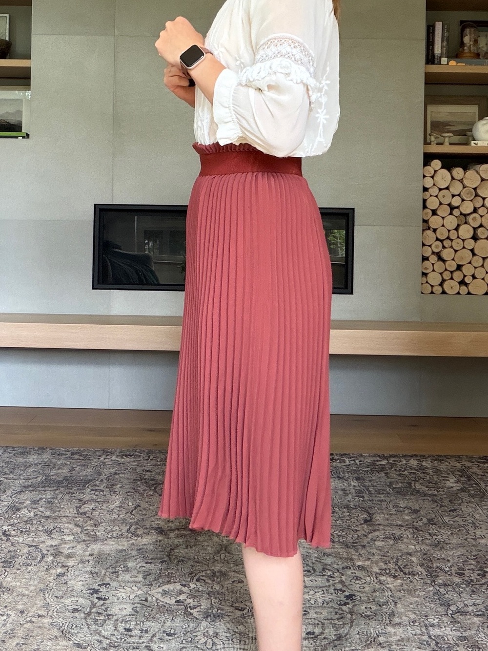 Babaton Pleated Midi Skirt in terra cotta xs - Picture 4 of 14